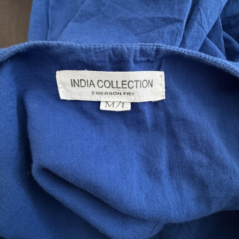 Emerson Fry India Embroidered Tunic Top Womens M/L Blue Organic Cotton Boho - Picture 7 of 10